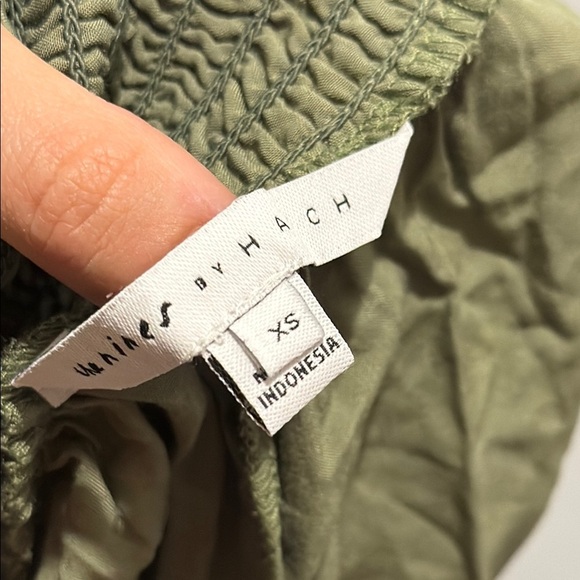 The Nines by HATCH Olive Green Smocked Waistband Women's Shorts - Picture 8 of 11